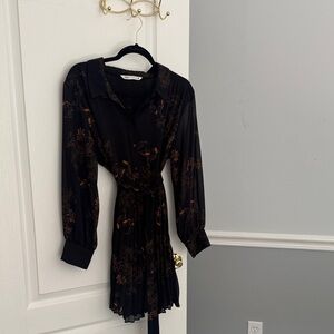 Zara Black and Brown Floral Mini Dress
